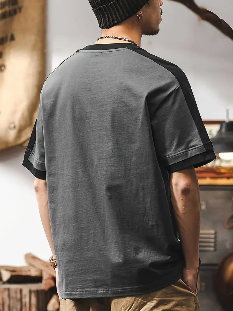 Men's Crew-Neck T-Shirt with Contrasting Trim