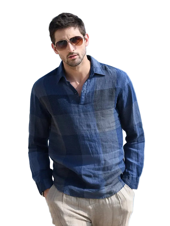 Men's Long-Sleeved Plaid Shirt