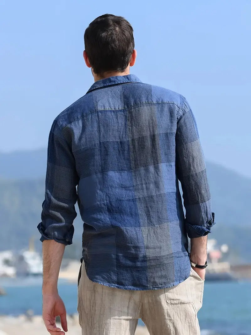 Men's Long-Sleeved Plaid Shirt